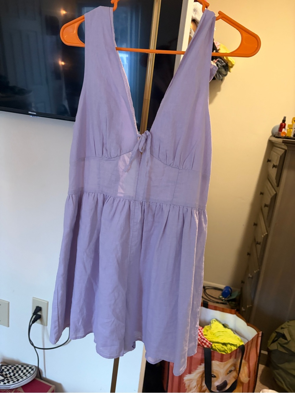 American Eagle Outfitters Lavender Tie-Front Romper